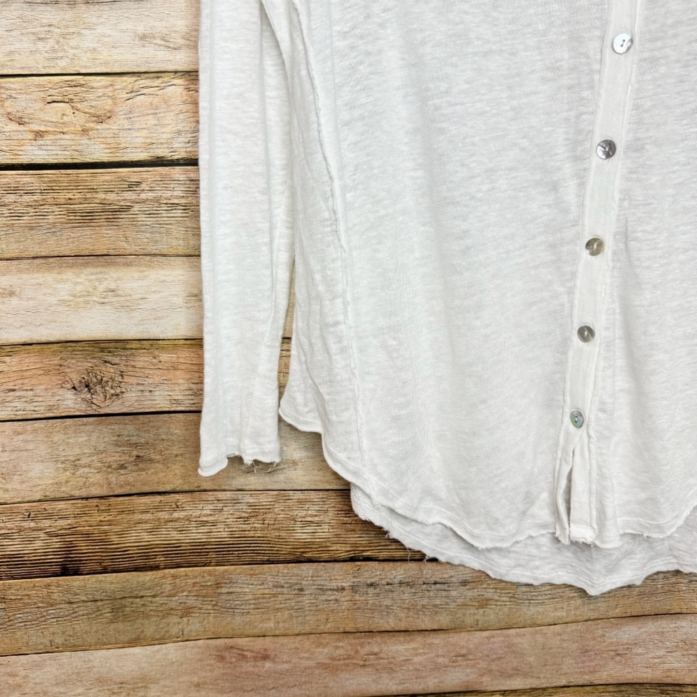 Sundance Linen Coastland Semi Sheer Button Down Pocket Top Size Small - Picture 4 of 8